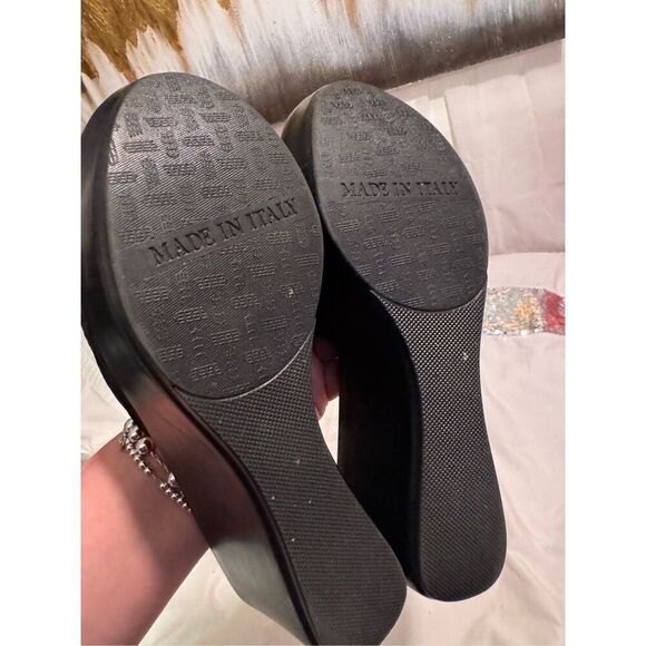 Italian shoemakers (made in Italy) Black platform slide sandals size 7-8 (9” lon - Picture 10 of 13